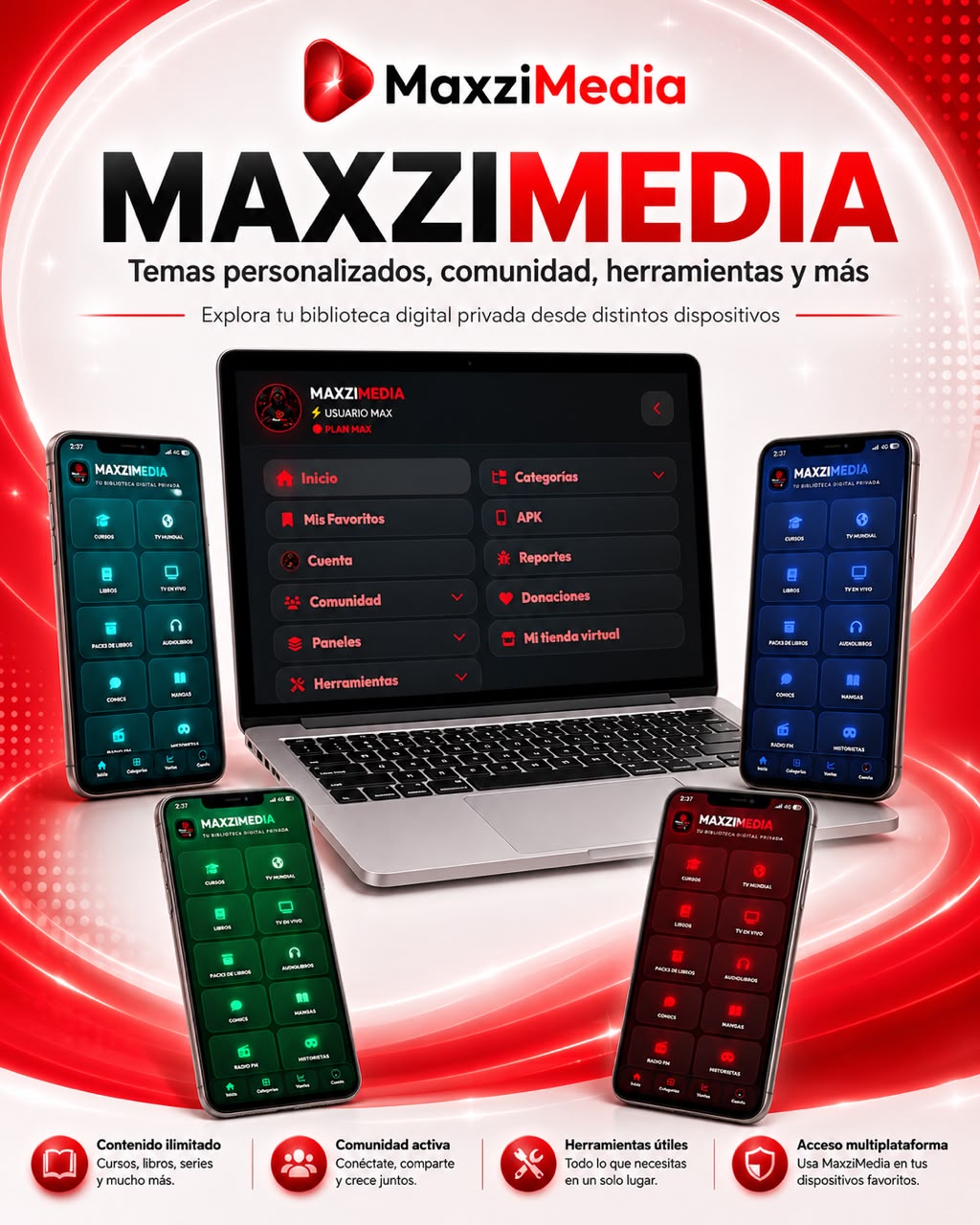 Temas personalizados disponibles en MaxziMedia